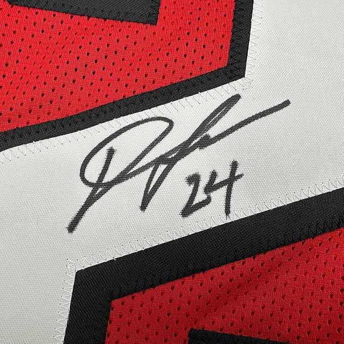 Framed Autographed/Signed Devonta Freeman 35x39 Atlanta Red Football Jersey Beckett BAS COA