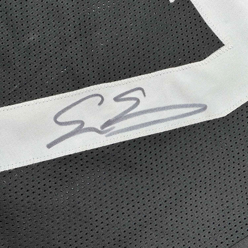 Framed Autographed/Signed Evan Engram 35x39 Jacksonville Black Football Jersey Beckett BAS COA