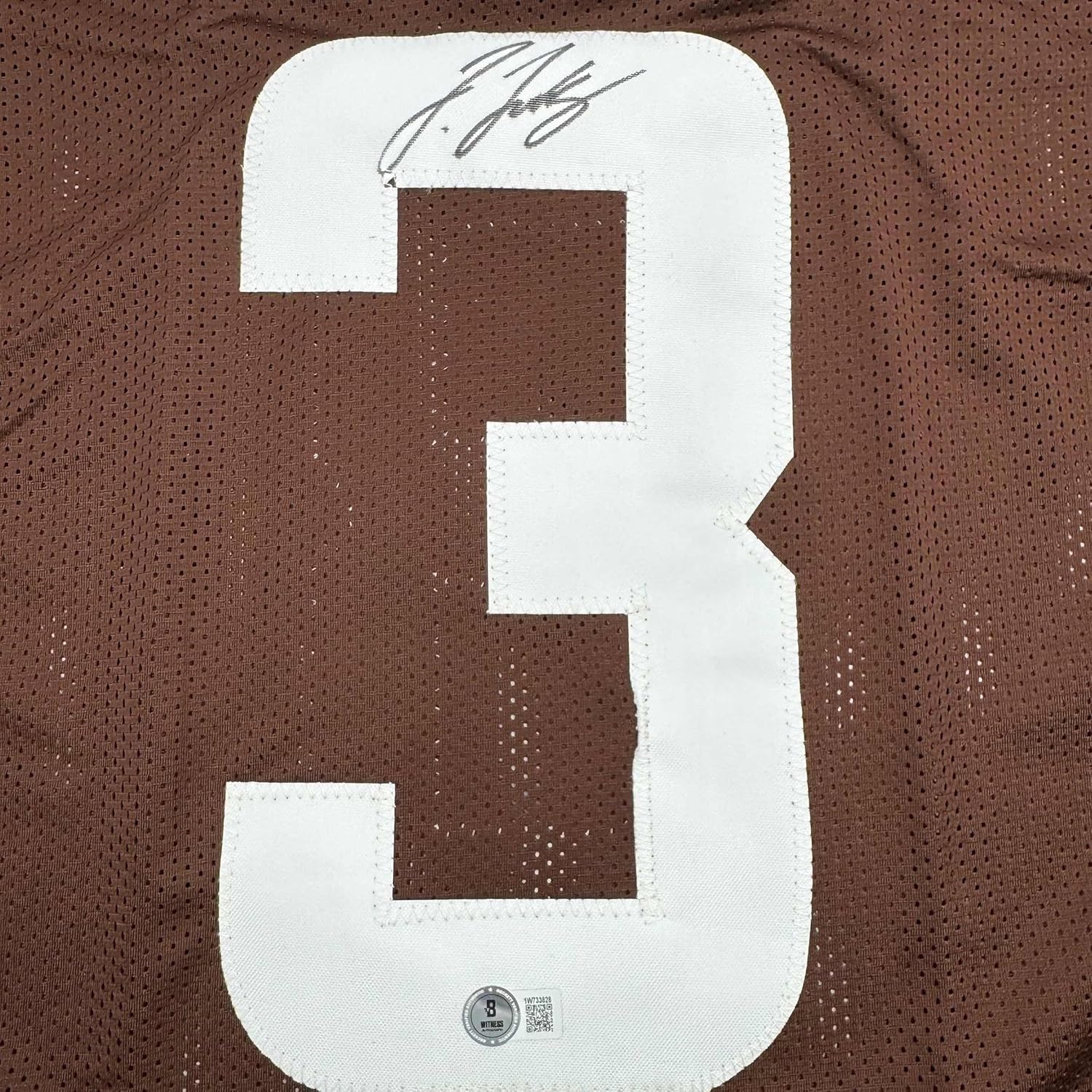 Framed Autographed/Signed Jerry Jeudy 35x39 Cleveland Brown Football Jersey Beckett BAS COA