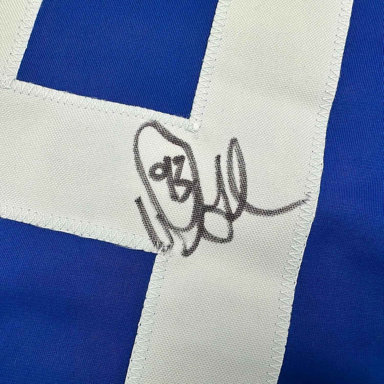 Framed Autographed/Signed Doug Gilmour 35x39 Toronto Blue Hockey Jersey JSA COA