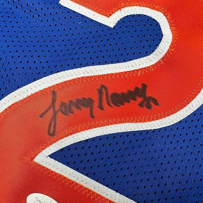 Framed Autographed/Signed Larry Nance 35x39 Cleveland Blue Basketball Jersey JSA COA