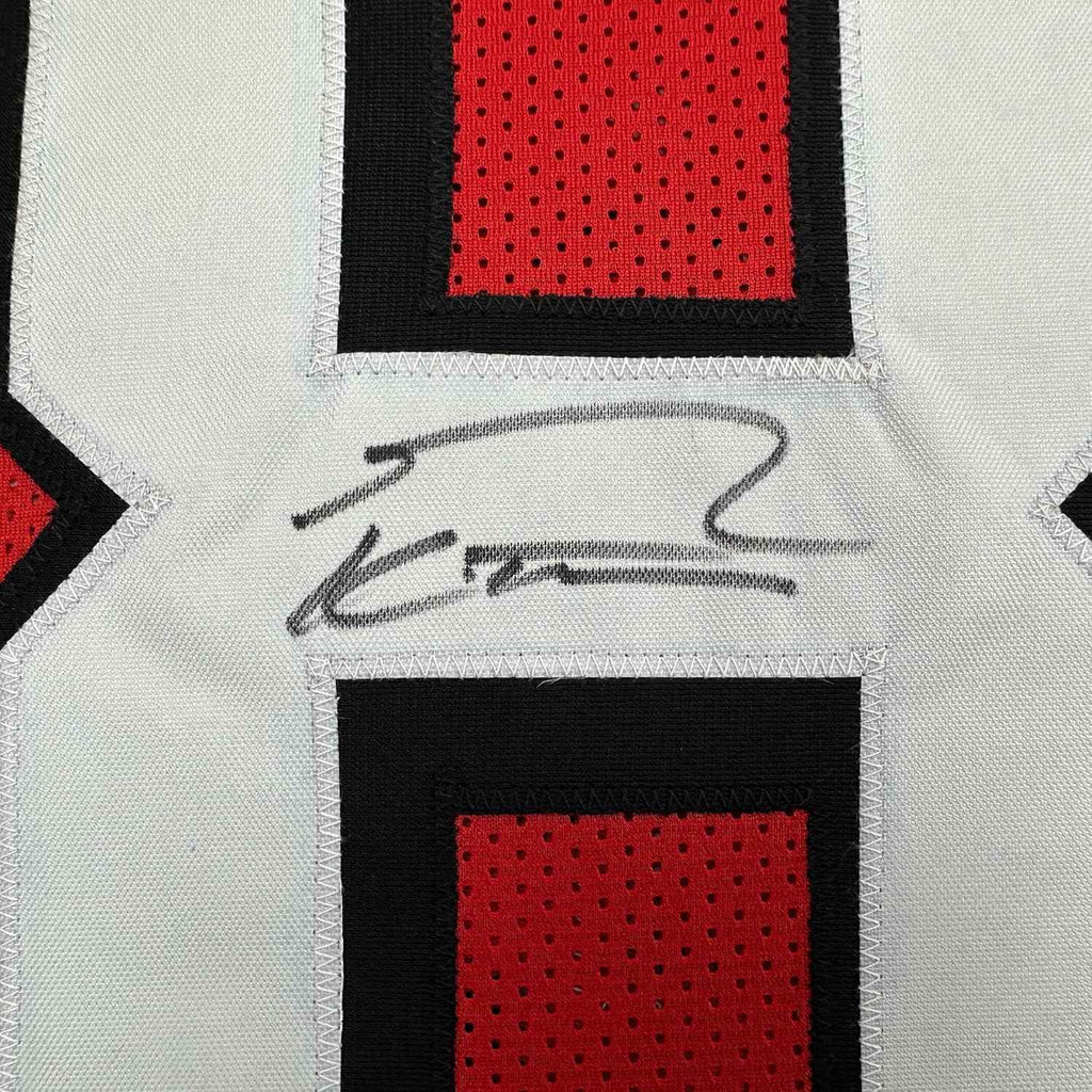 Framed Autographed/Signed George Kittle 35x39 San Francisco Red Alternate Football Jersey Beckett BAS COA
