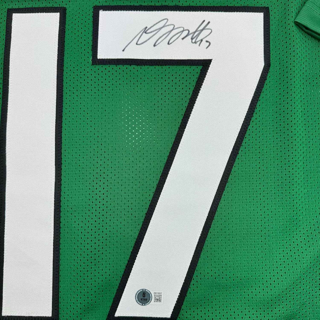 Framed Autographed/Signed Davante Adams 35x39 New York Green Football Jersey Beckett BAS COA