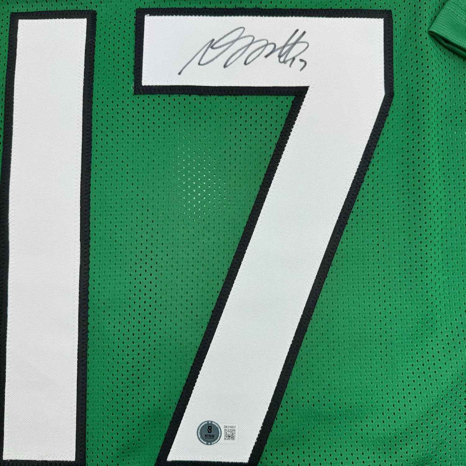 Framed Autographed/Signed Davante Adams 35x39 New York Green Football Jersey Beckett BAS COA