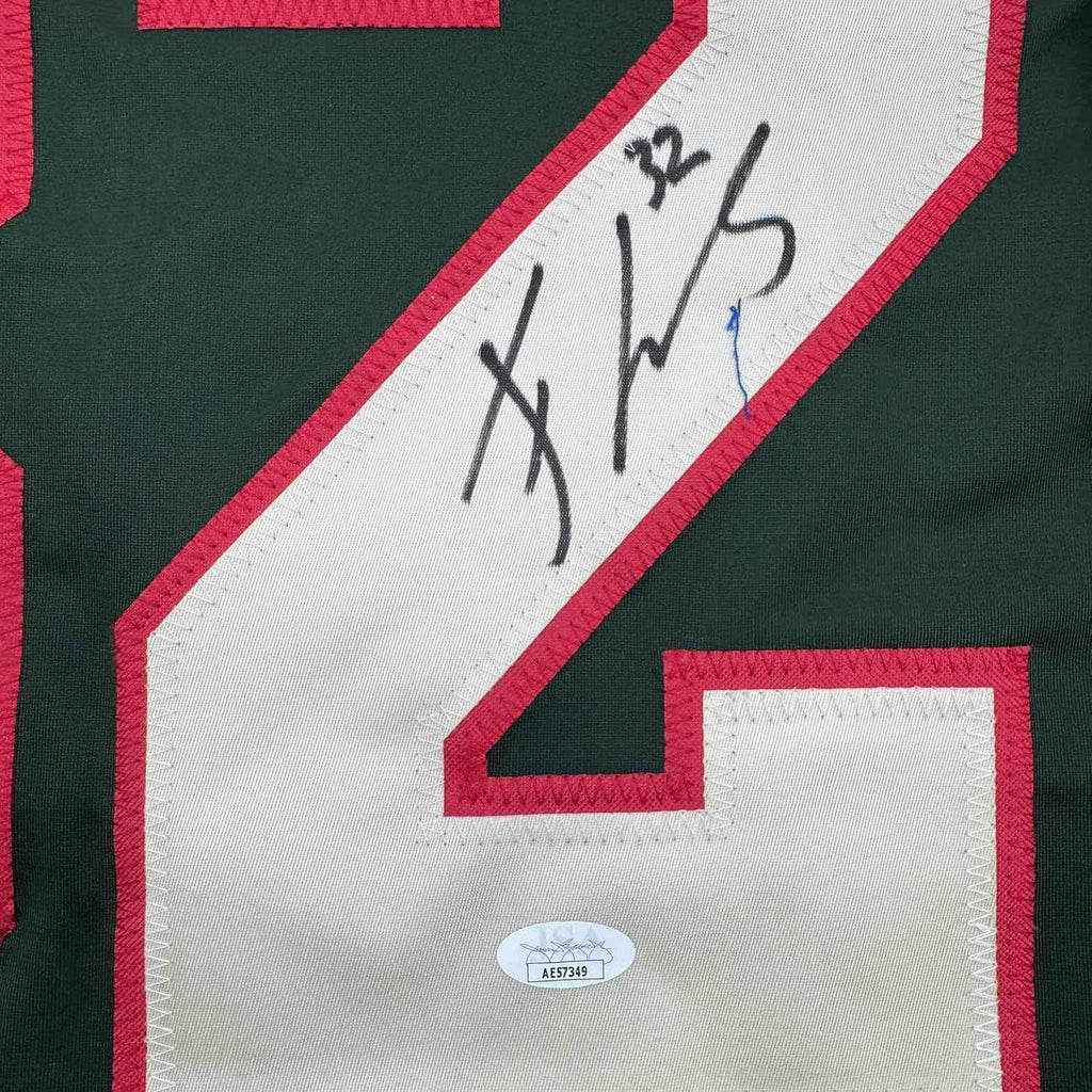 Framed Autographed/Signed Filip Gustavsson 35x39 Minnesota Green Hockey Jersey JSA COA