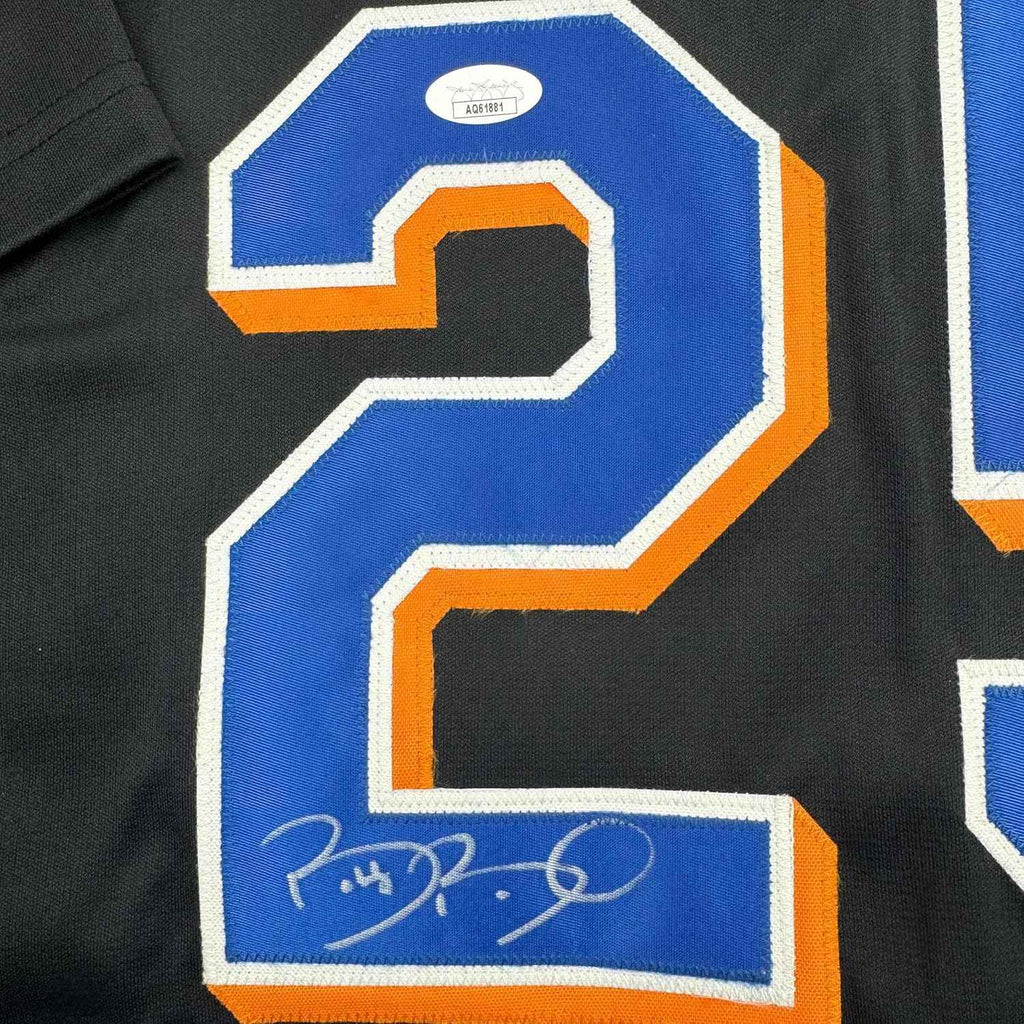 Framed Autographed/Signed Bobby Bonilla 35x39 New York Black Baseball Jersey JSA COA
