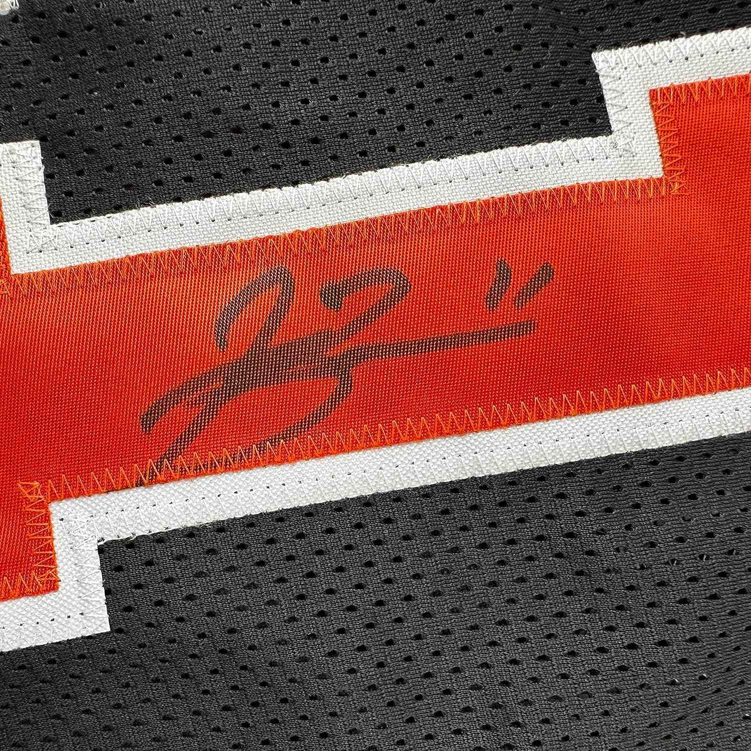 Framed Autographed/Signed Jalen Brunson 35x39 New York Black Basketball Jersey PSA/DNA COA