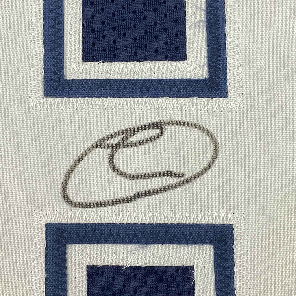 Framed Autographed/Signed CeeDee Lamb 35x39 Dallas Split White/Blue Football Jersey JSA COA