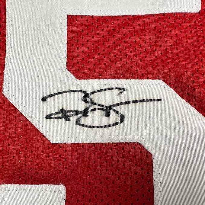 Framed Autographed/Signed Ralph Sampson 35x39 Houston Red Basketball Jersey JSA COA