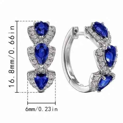 925 Sterling Silver Hoop Earrings with Synthetic Cubic Zirconia