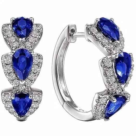 925 Sterling Silver Hoop Earrings with Synthetic Cubic Zirconia