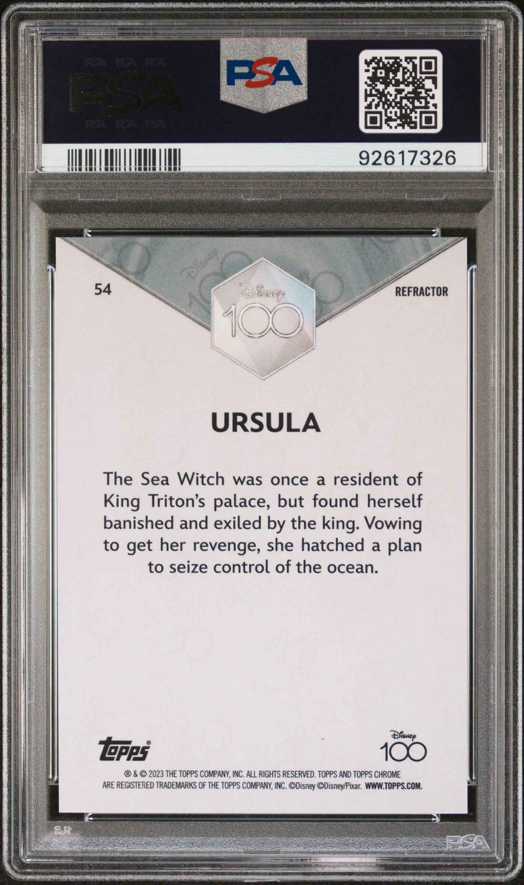 Graded 2023 Topps Chrome Disney 100 Ursula #54 Refractor The Little Mermaid Trading Card PSA 10 Gem Mint