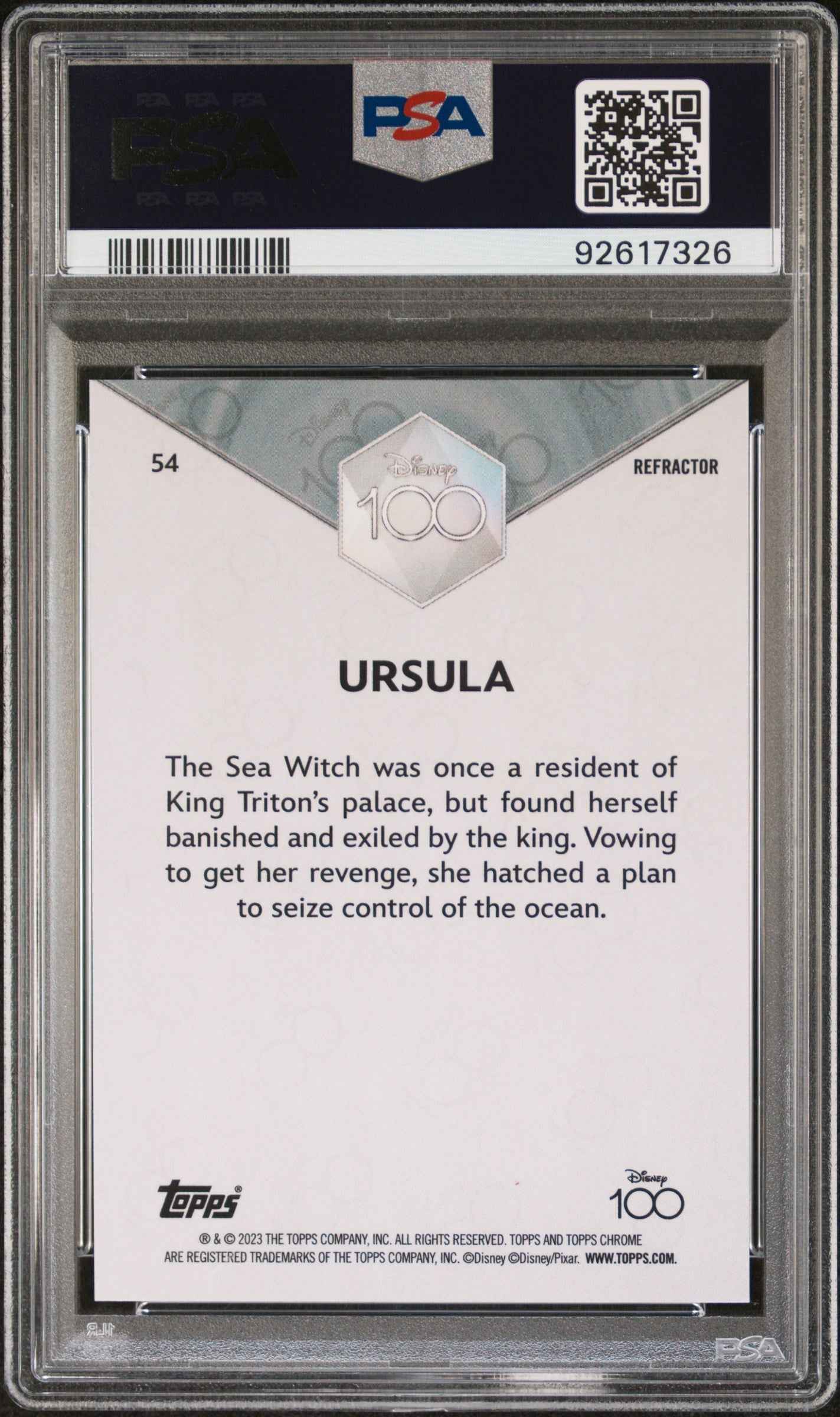 Graded 2023 Topps Chrome Disney 100 Ursula #54 Refractor The Little Mermaid Trading Card PSA 10 Gem Mint