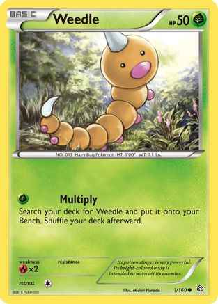 Weedle 001/160 - XY  Primal Clash Reverse Holofoil