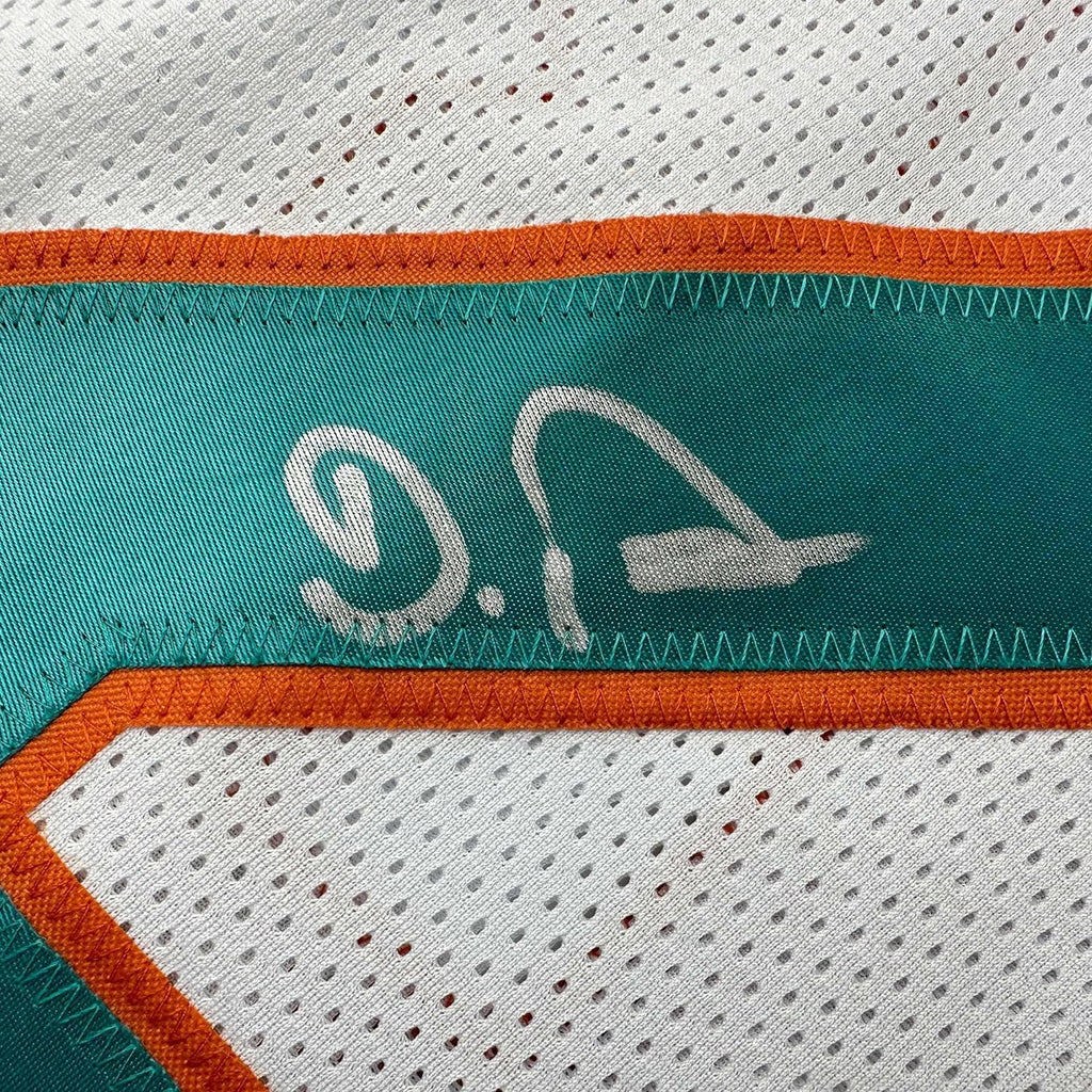 Framed Autographed/Signed De'Von DeVon Achane 35x39 Miami White Football Jersey Beckett BAS COA