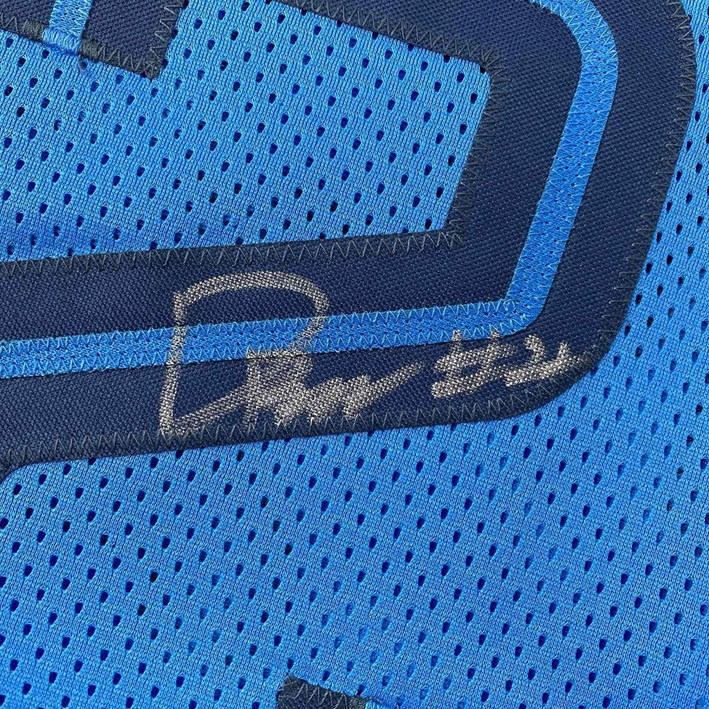 Framed Autographed/Signed Desmond Bane 35x39 Memphis Light Blue Basketball Jersey JSA COA