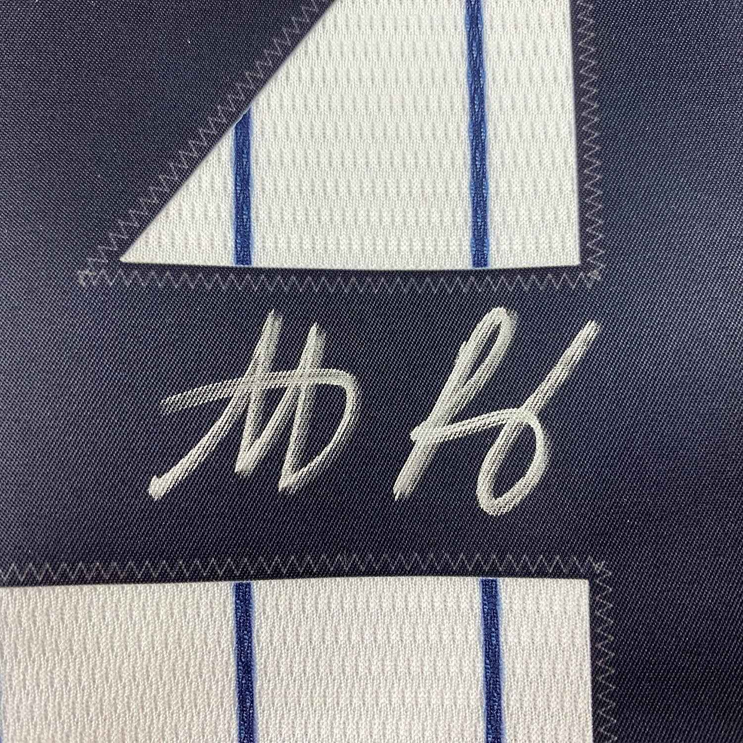 Framed Autographed/Signed Anthony Rizzo 35x39 New York Yankees Authentic Pinstripe Baseball Jersey Fanatics COA
