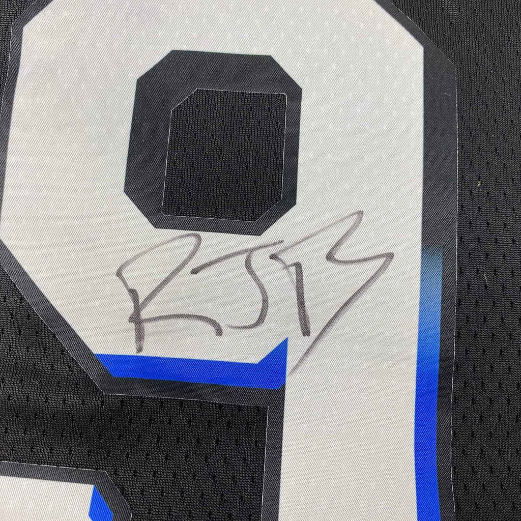 Framed Autographed/Signed RJ R.J. Barrett 35x39 New York Knicks Black City Basketball Jersey Fanatics COA