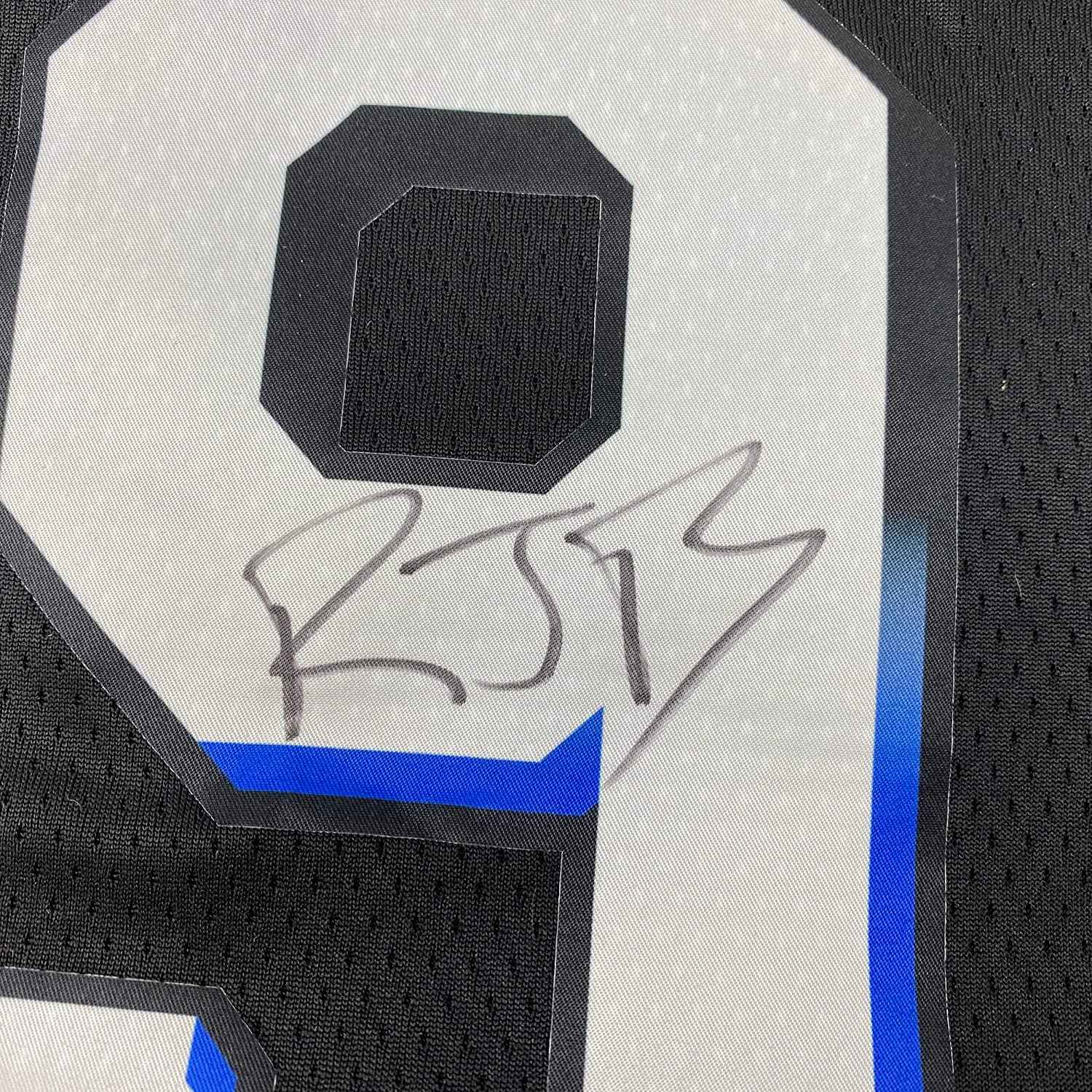 Framed Autographed/Signed RJ R.J. Barrett 35x39 New York Knicks Black City Basketball Jersey Fanatics COA