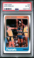 Graded 1988 Fleer Alex English #34 Basketball Card PSA 6 EX-MT