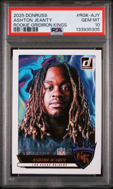 Graded 2025 Panini Donruss Ashton Jeanty #RGKAJY Rookie Gridiron Kings Rookie RC Football Card PSA 10 Gem Mint