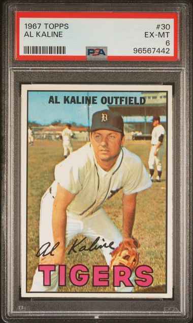 Graded 1967 Topps Al Kaline #30 Baseball Card PSA 6 EX-MT