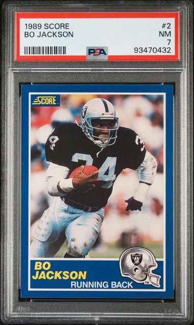Graded 1989 Score Bo Jackson #2 2nd Year Football Card PSA 7 NM