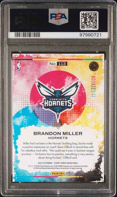 Graded 2023 Panini Court Kings Brandon Miller #113 Rookie RC Basketball Card PSA 10 Gem Mint