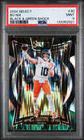 Graded 2024 Panini Select Bo Nix #30 Black & Green Shock Rookie RC Football Card PSA 9 Mint