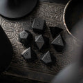 Gemstone Black Night Raised Obsidian Hand Carved DND Dice Set