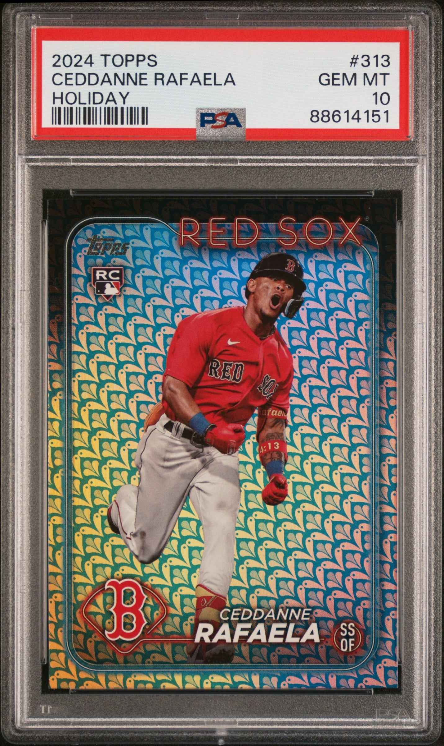 Graded 2024 Topps Ceddanne Rafaela #313 Holiday Rookie RC Baseball Card PSA 10 Gem Mint
