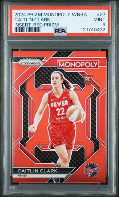 Graded 2024 Panini Prizm Monopoly WNBA Caitlin Clark #27 /99 Red Prizm Rookie RC Basketball Card PSA 9 Mint