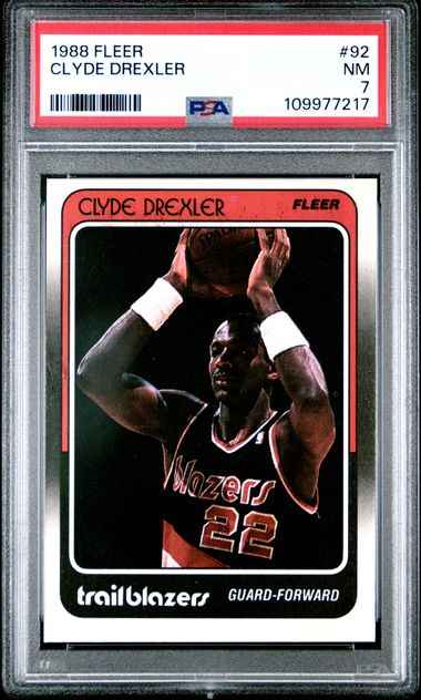 Graded 1988 Fleer Clyde Drexler #92 Basketball Card PSA 7 Near Mint