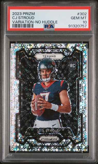 Graded 2023 Panini Prizm CJ Stroud #302 Variation No Huddle Rookie RC Football Card PSA 10 Gem Mint