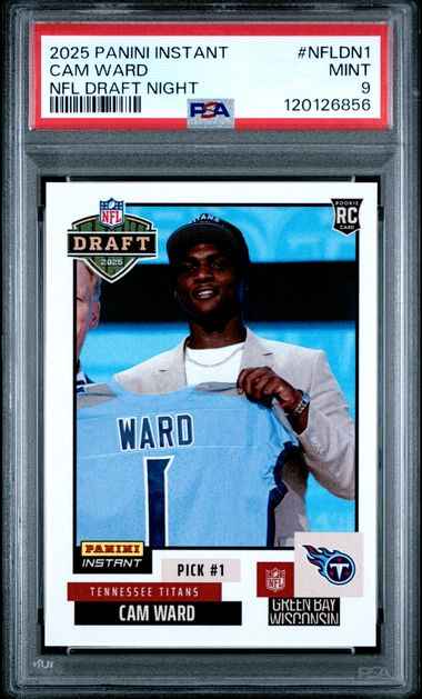 Graded 2025 Panini Instant Cam Ward #NFLDN1 NFL Draft Night Rookie RC Football Card PSA 9 Mint