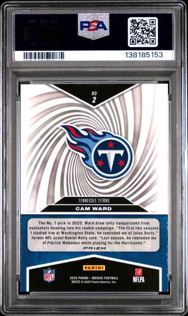Graded 2025 Panini Mosaic Cam Ward #2 Storm Mosaic Rookie RC Football Card PSA 10 Gem Mint
