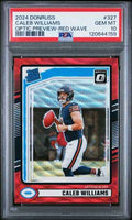 Graded 2024 Panini Donruss Caleb Williams #327 Optic Preview Red Wave Rookie RC Football Card PSA 10 Gem Mint