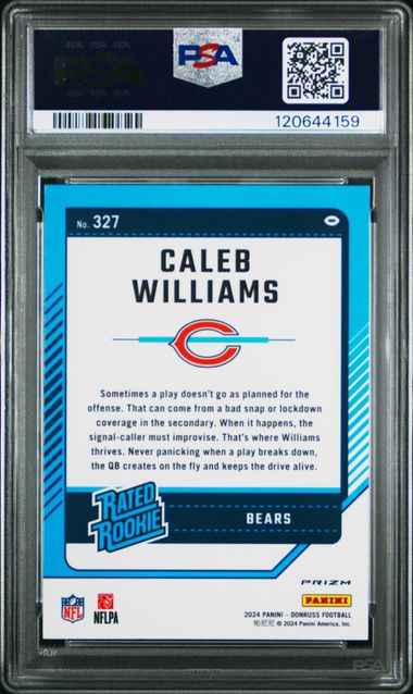 Graded 2024 Panini Donruss Caleb Williams #327 Optic Preview Red Wave Rookie RC Football Card PSA 10 Gem Mint