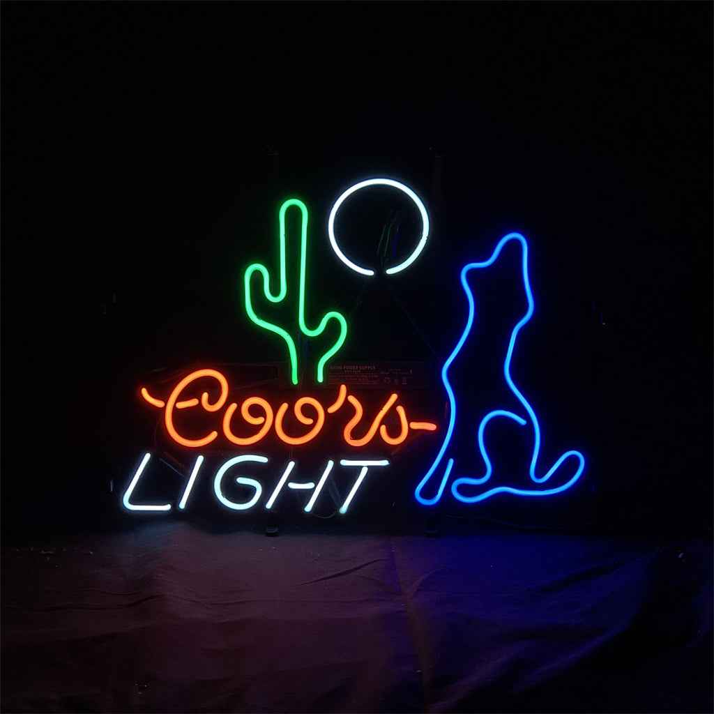 Cactus Moon Wolf Coyote Coors Light Beer Neon Signs