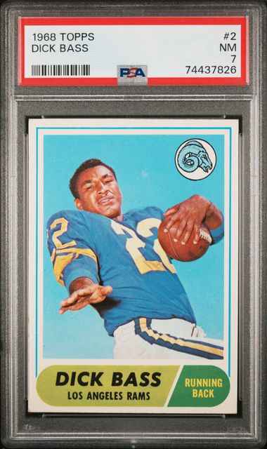 Graded 1968 Topps Dick Bass #2 Football Card PSA 7 Near Mint
