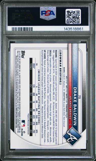Graded 2025 Topps Bowman Chrome Mega Box Drake Baldwin #75 Rookie RC Baseball Card PSA 10 Gem Mint