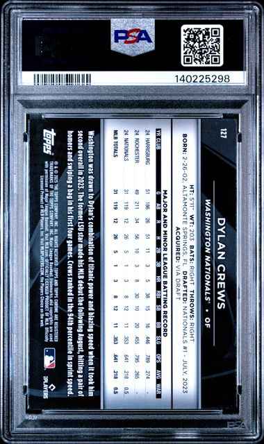Graded 2025 Topps Chrome Black Dylan Crews #127 Variation Rookie RC Baseball Card PSA 10 Gem Mint