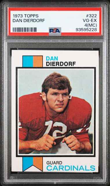 Graded 1973 Topps Dan Dierdorf #322 Rookie RC Football Card PSA 4 VG-EX