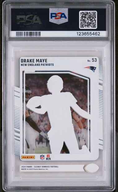 Graded 2024 Panini Clearly Donruss Drake Maye #53 RR Logo Rookie RC Football Card PSA 9 Mint