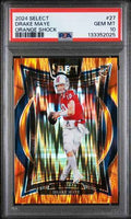 Graded 2024 Panini Select Drake Maye #27 /499 Orange Shock Rookie RC Football Card PSA 10 Gem Mint
