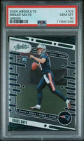 Graded 2024 Panini Absolute Drake Maye #103 Green Foil Rookie RC Football Card PSA 10 Gem Mint