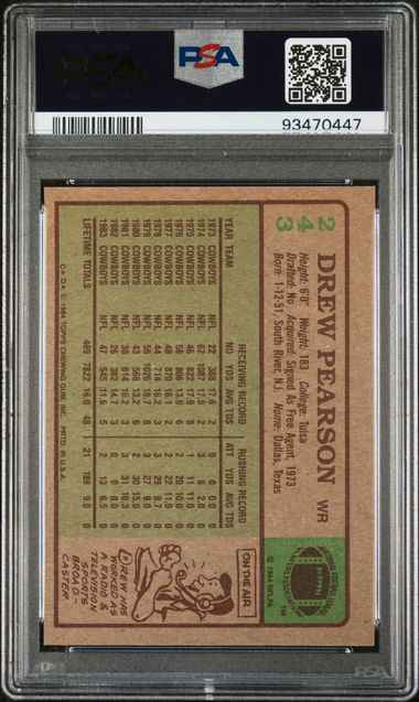 Graded 1984 Topps Drew Pearson #243 Football Card PSA 5 Excellent