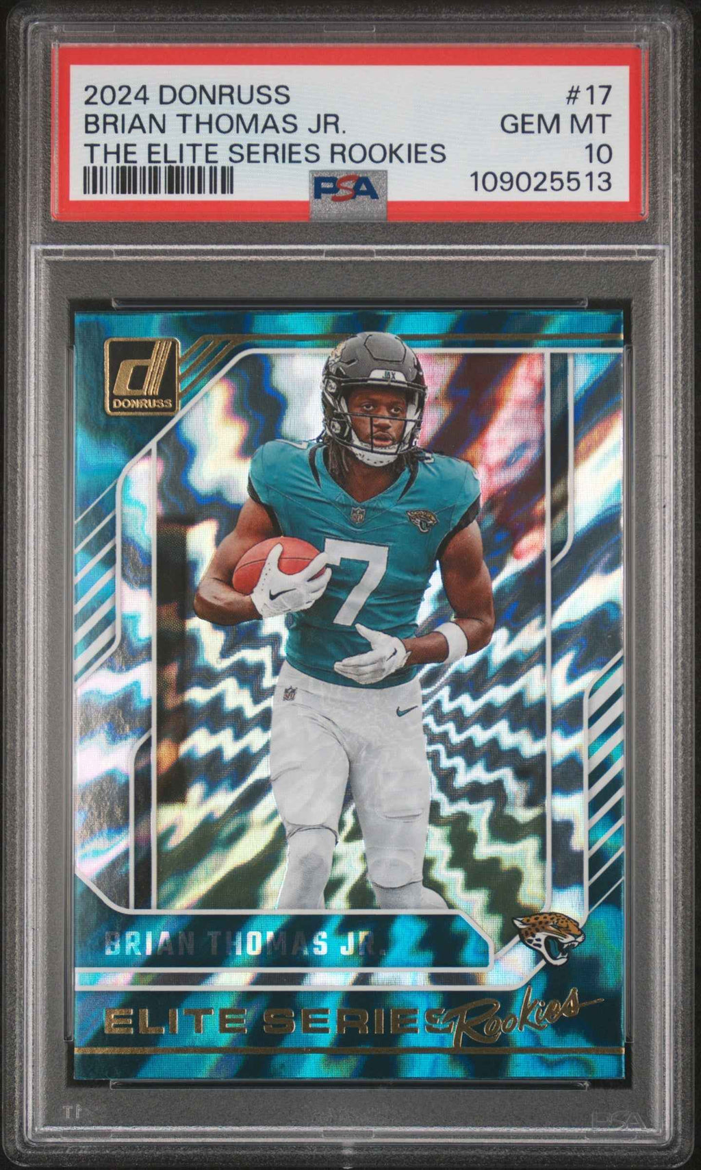 Graded 2024 Panini Donruss Brian Thomas Jr #17 The Elite Series Rookies Rookie RC Football Card PSA 10 Gem Mint
