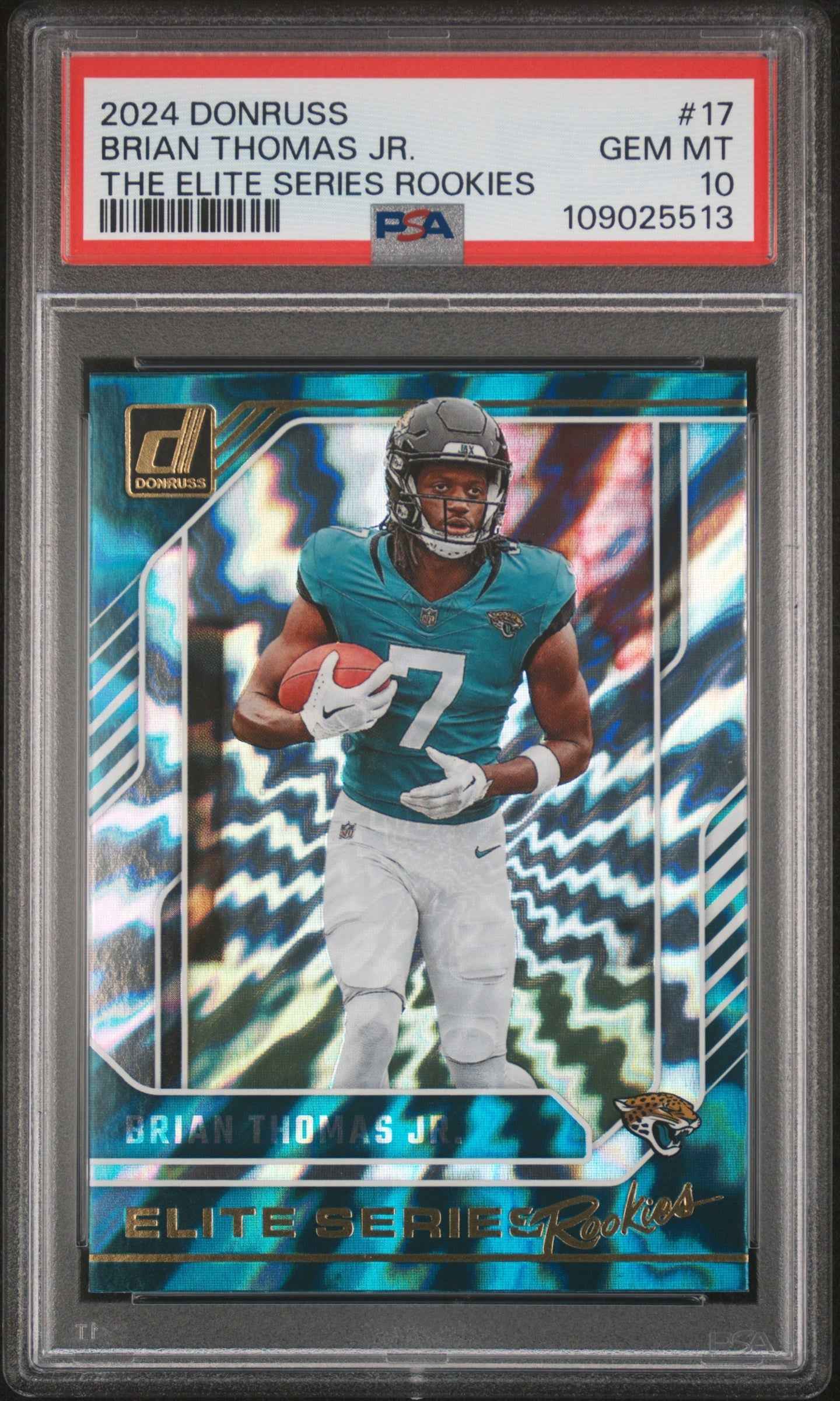 Graded 2024 Panini Donruss Brian Thomas Jr #17 The Elite Series Rookies Rookie RC Football Card PSA 10 Gem Mint