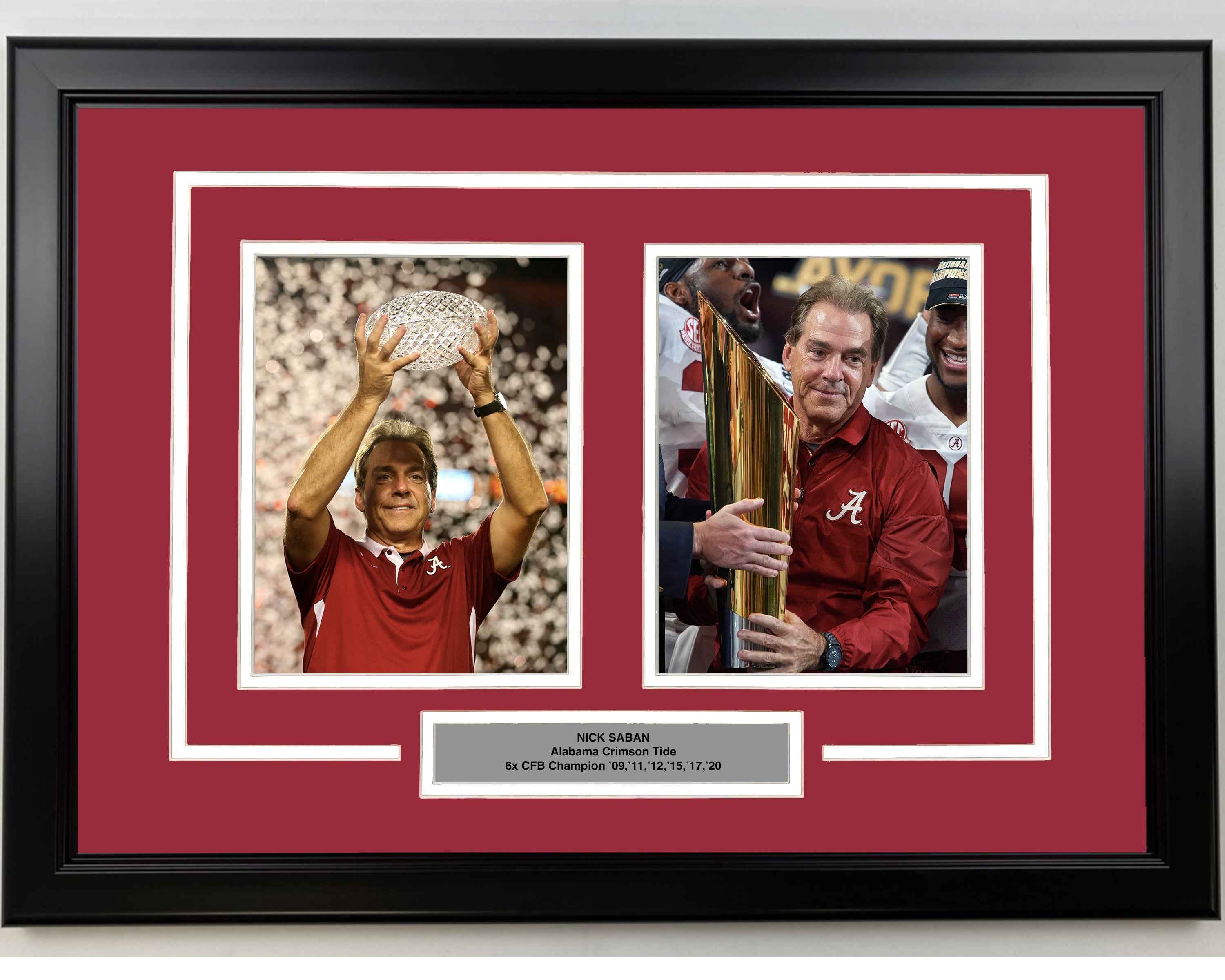 Framed Nick Saban Alabama Crimson Tide 17x23 Dual College Football Photo